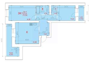 2-к квартира, строящийся дом, 74м2, 10/12 этаж